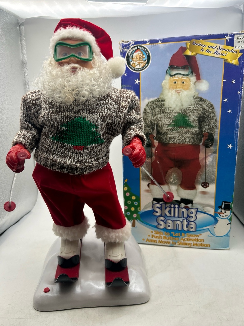 VTG 1998 Gemmy North Pole Productions Skiing Santa Animated Musical (Read Desc)